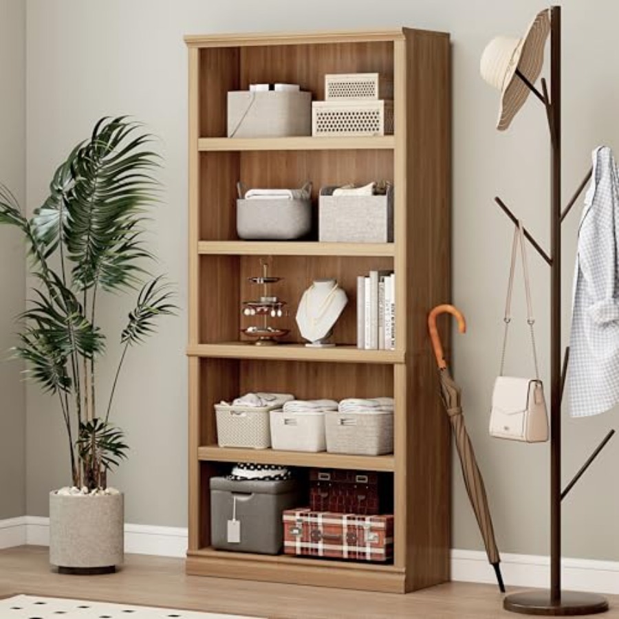 Home Office And Library - Estantería de roble blanco de 70