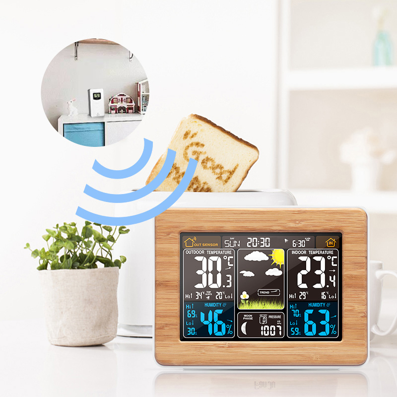 Led Desk Clock - FanJu-reloj despertador Digital inalámbrico, barómetro de