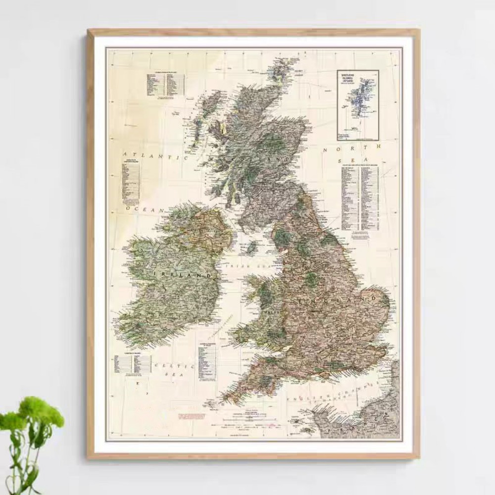 Home Office And Library - Pósteres vintage de mapas de Gran