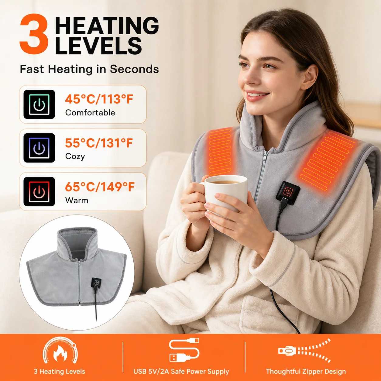 Home Office Hours - Chal Térmico USB con 3 Niveles