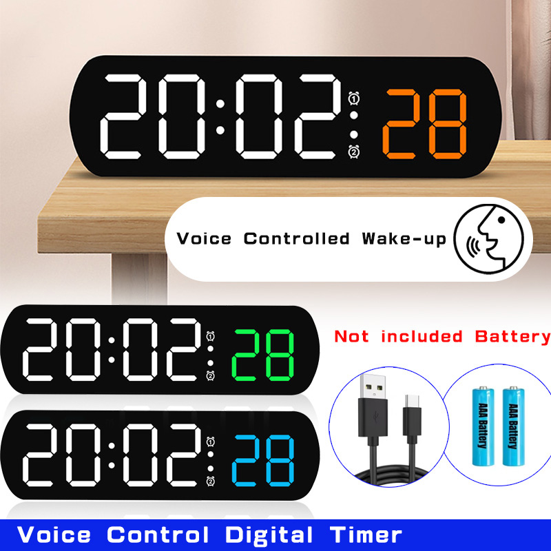 Led Desk Clock - Control de voz alarma Digital temporizador